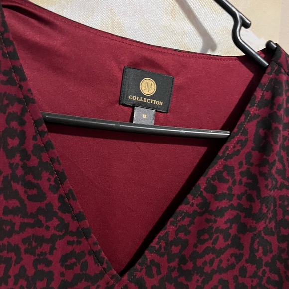 JM Collection Plus Womens V Neck Bell Sleeve Blouse - Picture 2 of 3